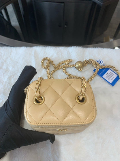 Chanel Quilted Beige Leather Mini HBG
