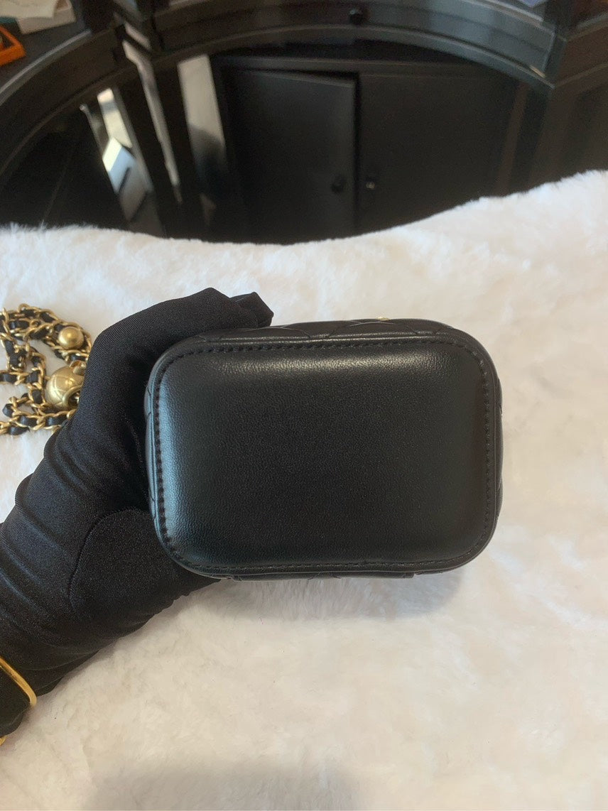Chanel Mini Black Quilted Leather Crossbody Bag