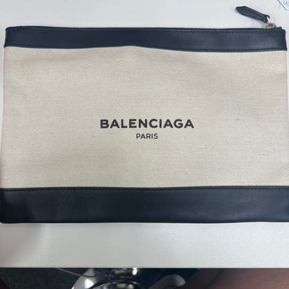 Balenciaga  E9914 Black & White Canvas Clutch Bag