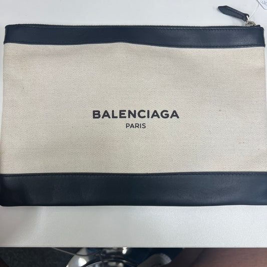 Balenciaga  E9914 Black & White Canvas Clutch Bag