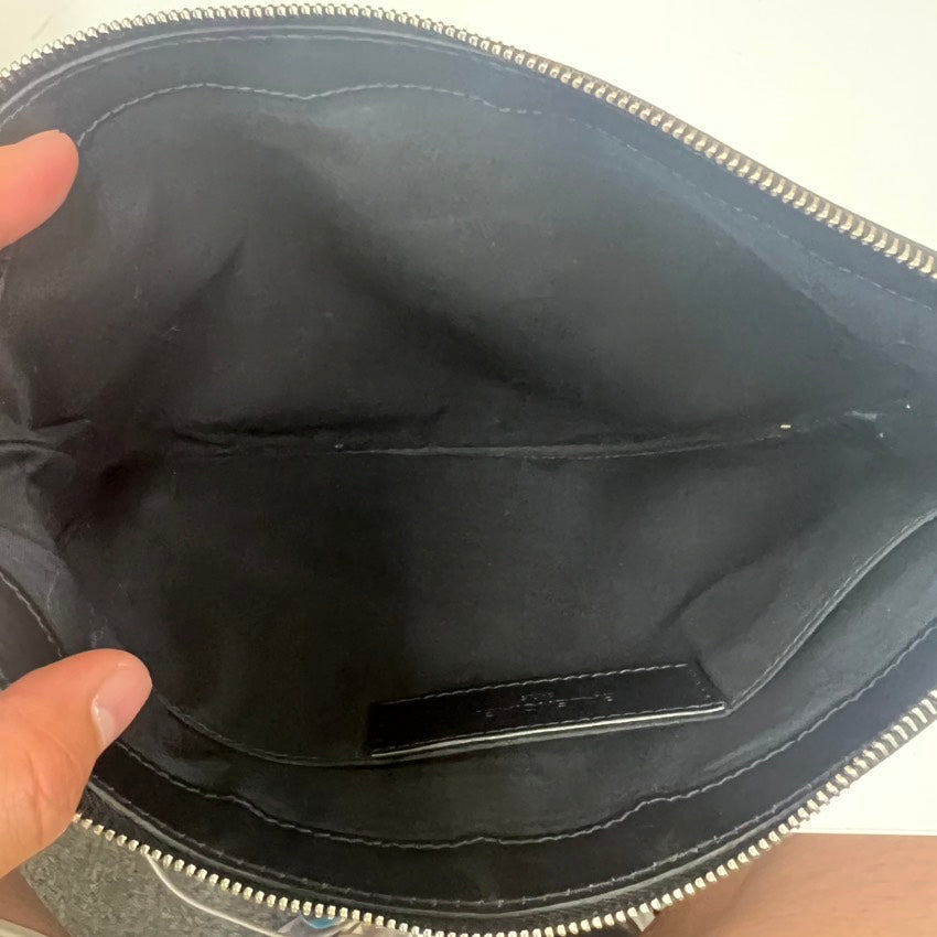 Balenciaga  E9914 Black & White Canvas Clutch Bag