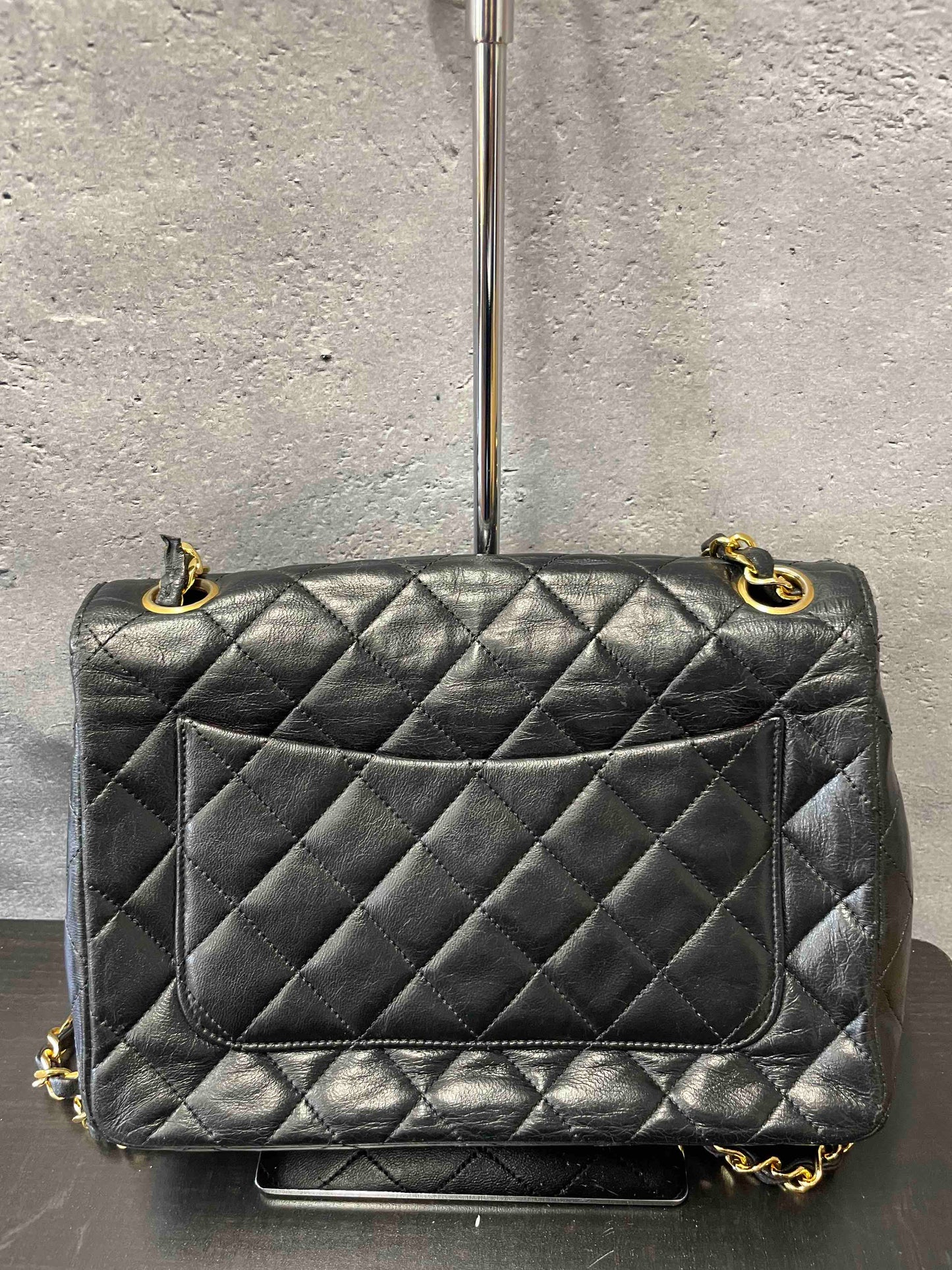 Chanel Vintage Flap Bag HA Black Leather Shoulder Bag