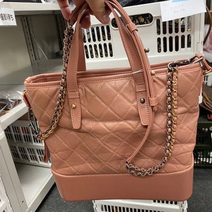 Preloved Chanel Gabrielle M Size Pink Quilted Leather Shoulder Bag E55227