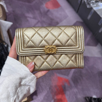 Chanel Wallet – Metallic Quilted Leather Wallet