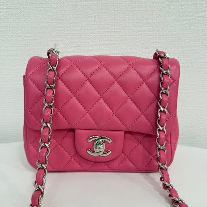 Preloved Chanel Calfskin Mini Flap Bag Pink Series 27 FM0145 - Vintage Chanel Bags