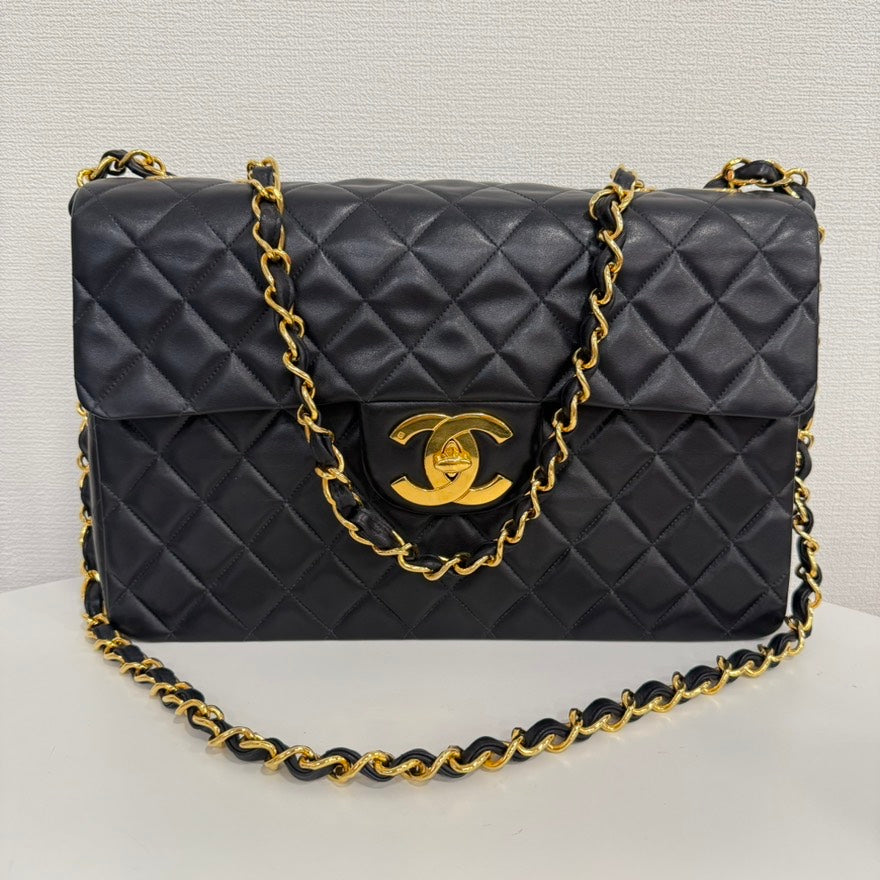 Vintage Chanel Lambskin Single Flap Bag Maxi FM