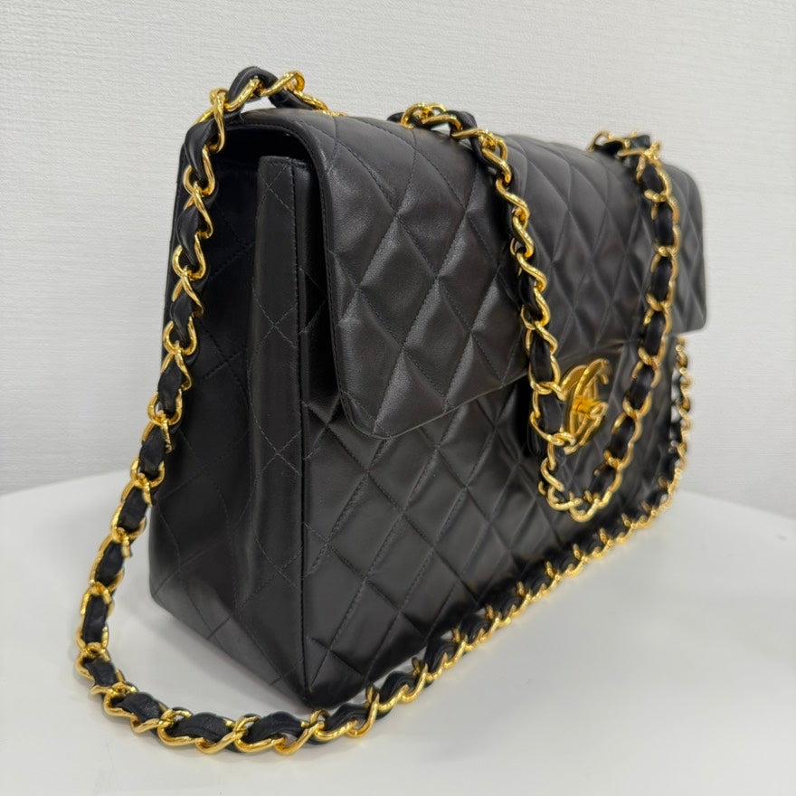Vintage Chanel Lambskin Single Flap Bag Maxi FM