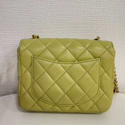 Chanel Lambskin Mini Flap Chain Bag in Lime Green - Preloved, Microchipped FM