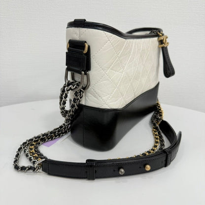Chanel Calfskin Gabrielle Chain Bag FM Black and White Shoulder Bag