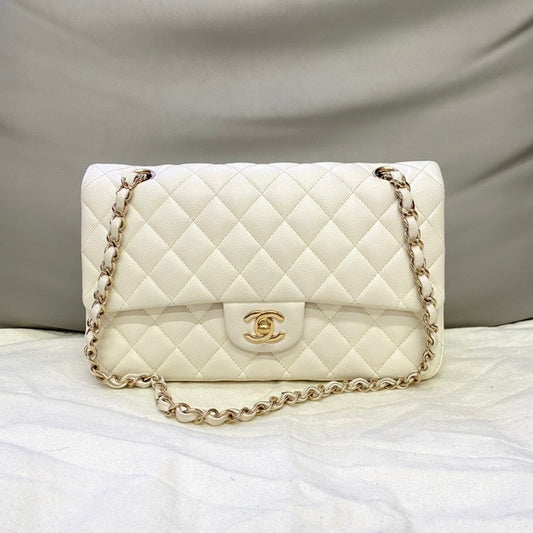 Preloved Chanel CF Bag Medium Caviar Leather Ivory Shoulder Bag