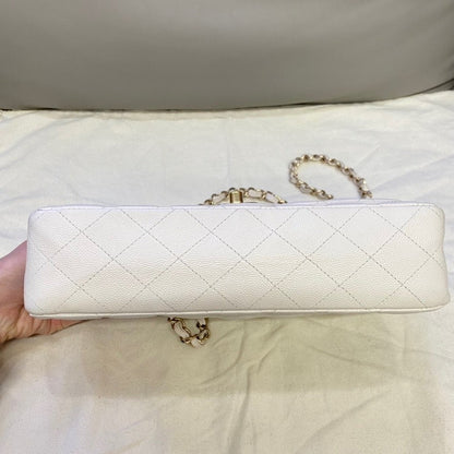 Preloved Chanel CF Bag Medium Caviar Leather Ivory Shoulder Bag