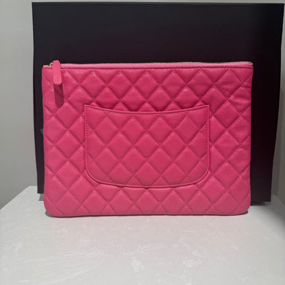 Chanel Caviar Clutch Pink Leather Preloved