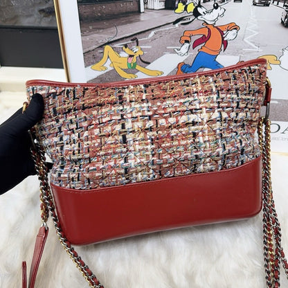 Chanel Gabriel Hobo Bag Red Leather & Tweed