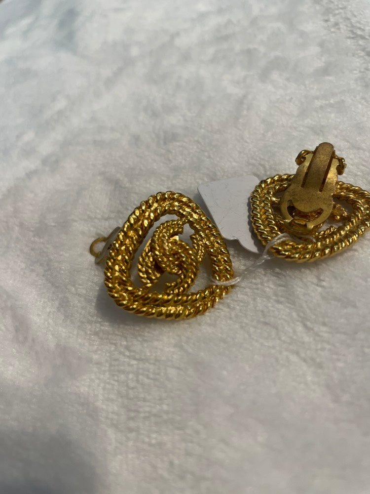 Chanel Twisted Rope Gold Clip On Earrings