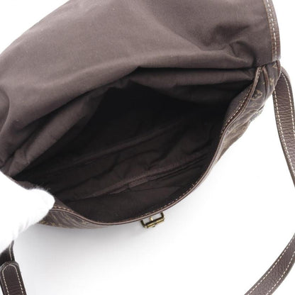 LOUIS VUITTON Saumur Monogram Mini Ebene Shoulder Bag Canvas Leather Dark Brown 951986