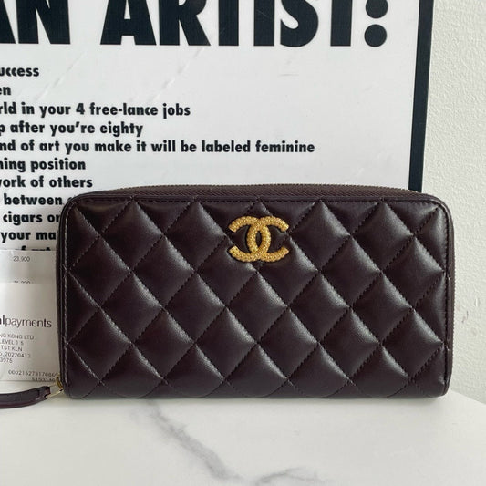 Preloved💕 Chanel Long Wallet, Lambskin (2023) #13979