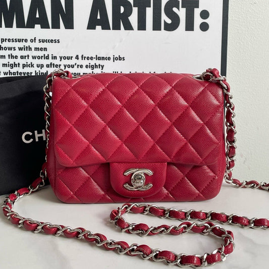 Preloved💕 Chanel Classic Flap Square mini, Caviar Leather (2018) #13808