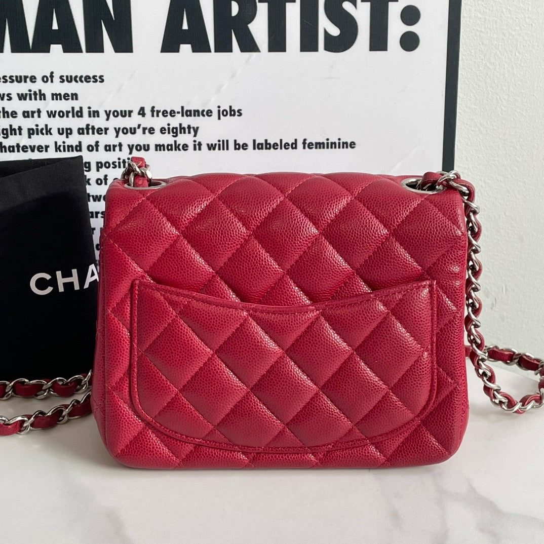 Preloved💕 Chanel Classic Flap Square mini, Caviar Leather (2018) #13808