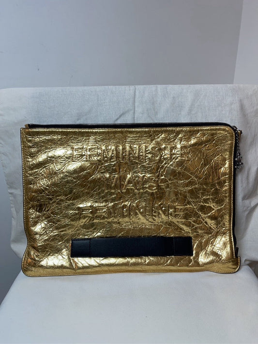 preloved Chanel evening clutch pouch handbag gold