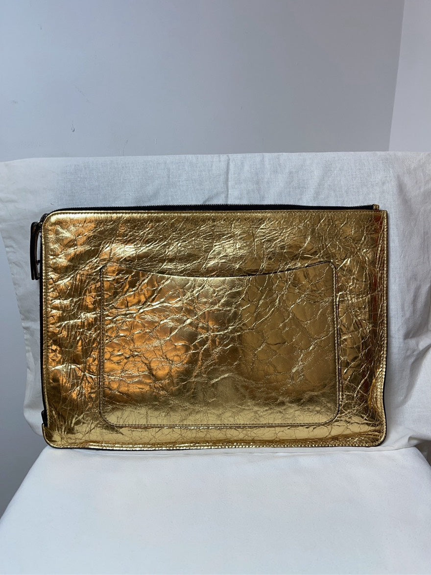 Chanel evening clutch pouch handbag gold