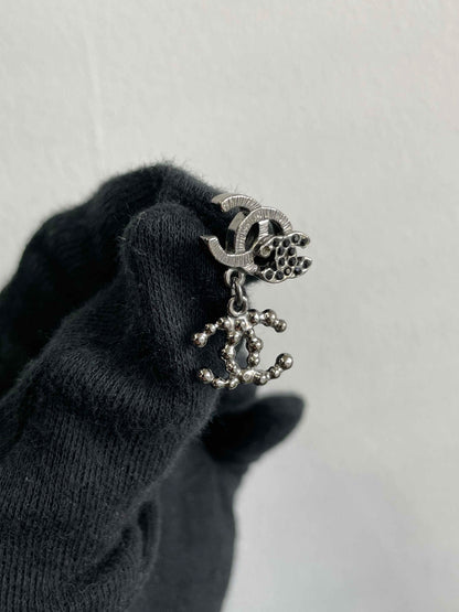 Chanel CC Earrings RE Pearl Silver Earrings
