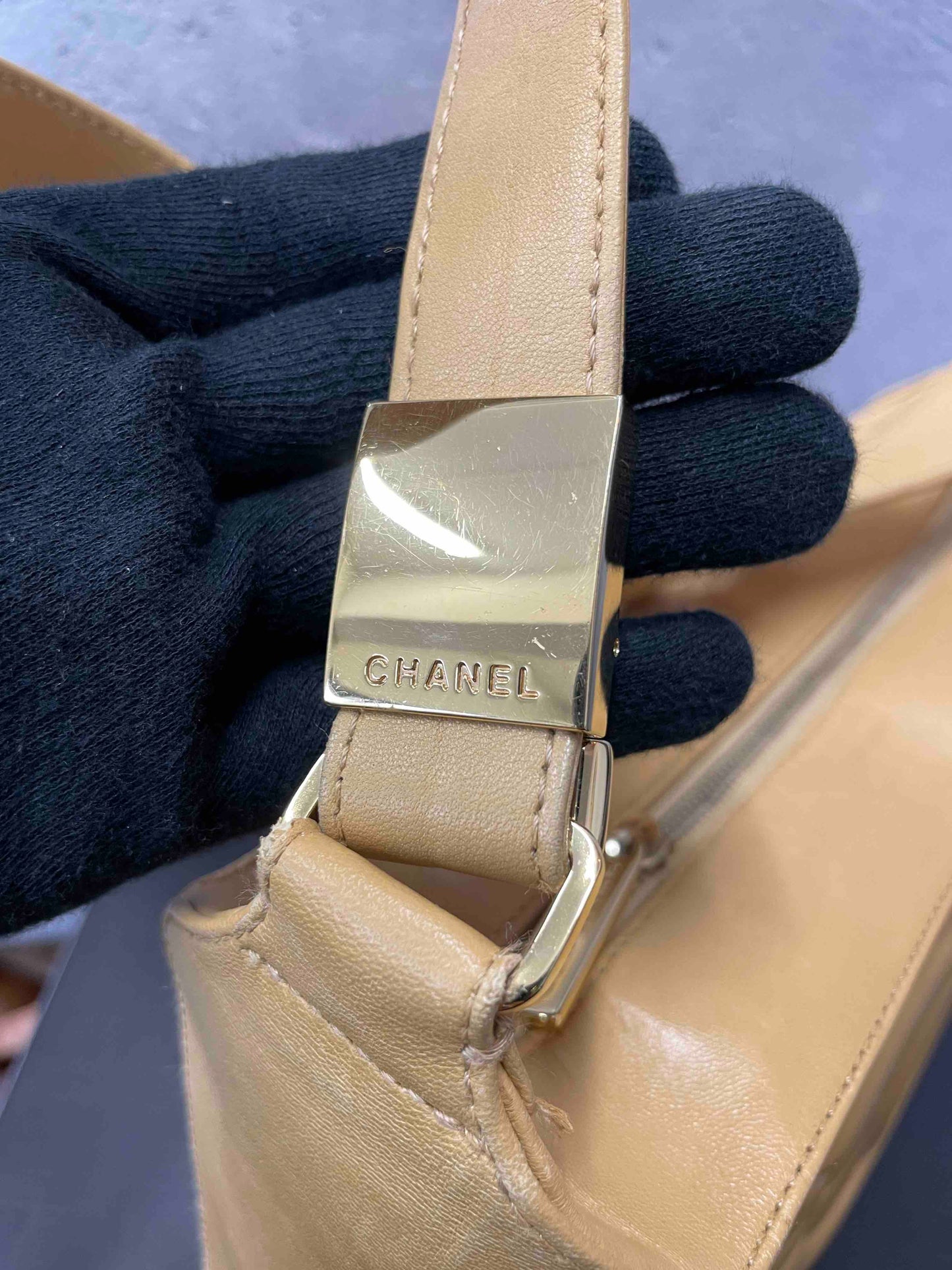 Chanel Cambon CC Shoulder Bag JZ Beige Leather Shoulder Bag