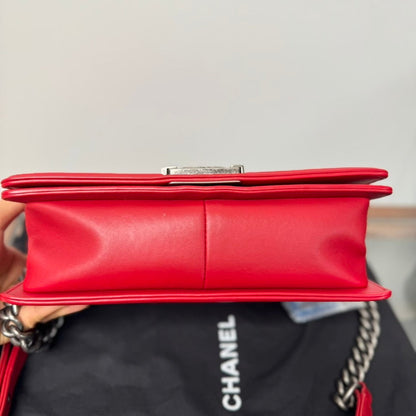 Chanel Boy Bag Red Lambskin Crossbody Bag