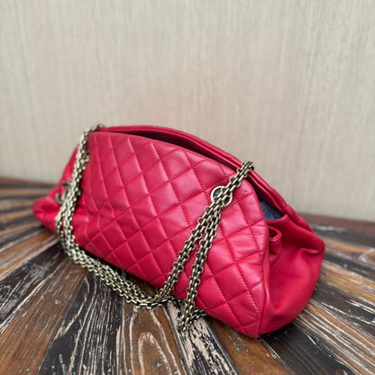 Chanel Red Quilted Leather Shoulder Bag