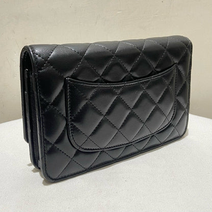 Chanel Lambskin WOC Black Gold Crossbody Bag