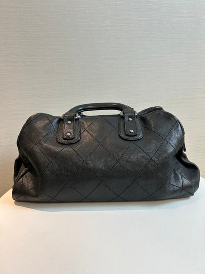 Chanel Quilted Black Leather Top Handle Bag