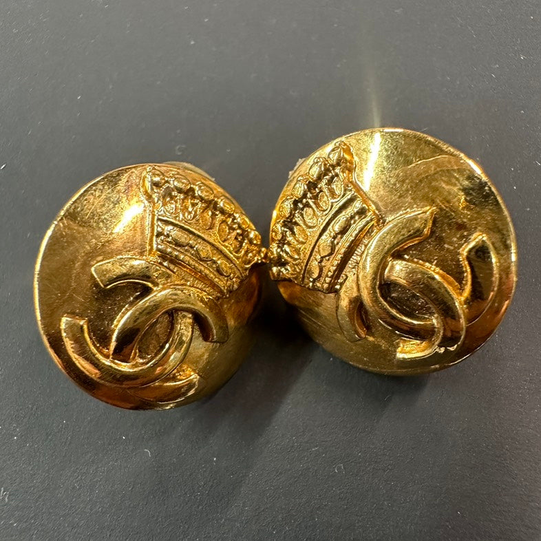 Chanel BVJ Gold Ear Clips Vintage