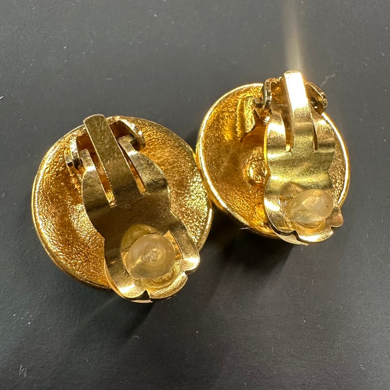 Chanel BVJ Gold Ear Clips Vintage