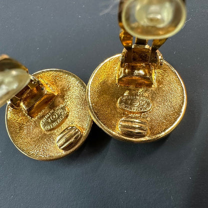 Chanel BVJ Gold Ear Clips Vintage