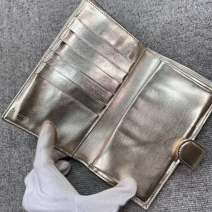 Chanel Wallet BVJ Gold Metallic Leather Wallet