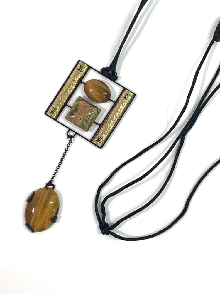 LV Necklace Signature Pendant Gold Multicolor Necklace