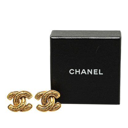 Chanel Gold-Plated Coco Mark Mini Matelassé Earrings