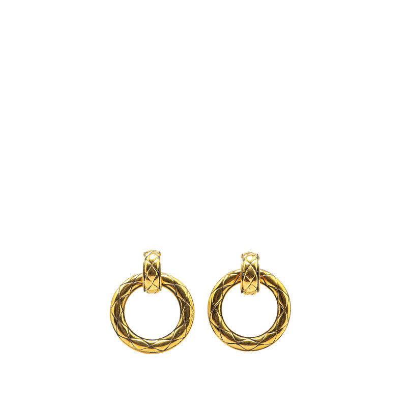 Chanel Gold Plated Matelassé Vintage Earrings