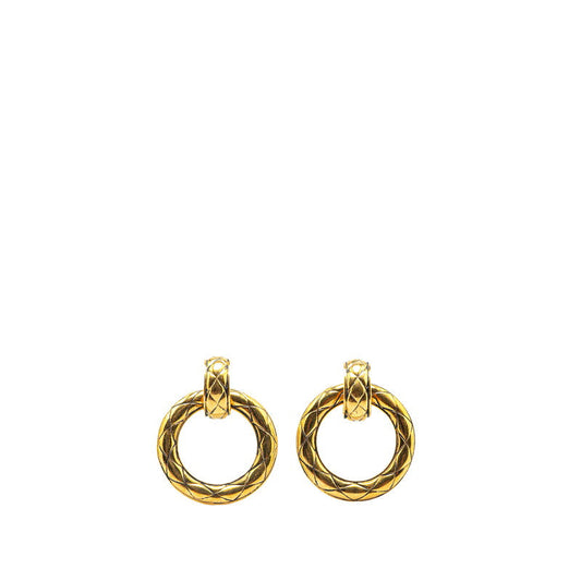 Chanel Gold Plated Matelassé Vintage Earrings