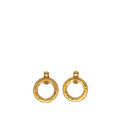 Chanel Gold Plated Matelassé Vintage Earrings