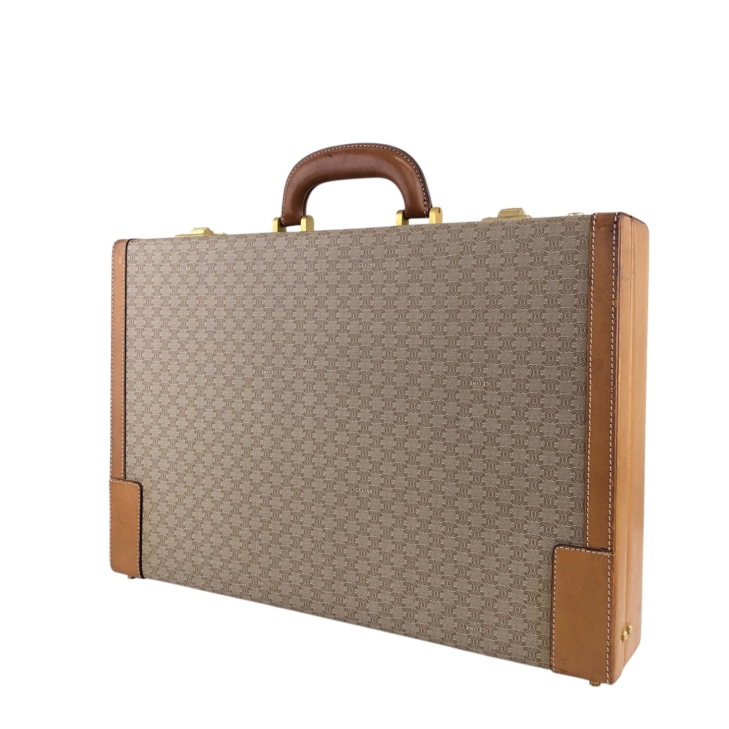 CELINE Macadam Handbag Trunk Case Beige Vintage mp7ck6