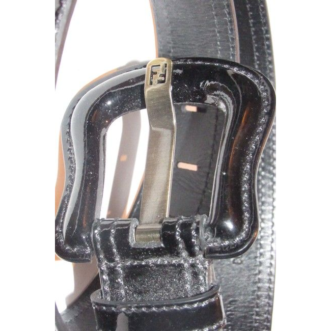 Fendi Black Patent Leather B And Buckles Belt