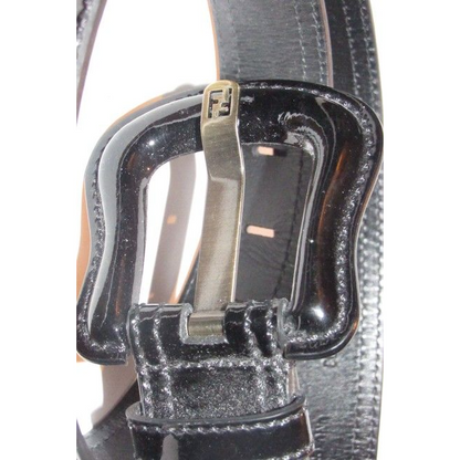 Fendi Black Patent Leather B And Buckles Belt