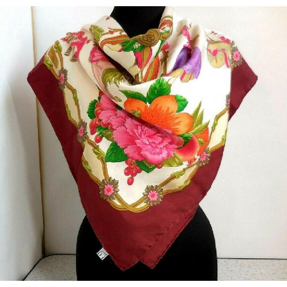 Gucci Multi Colored Floral Print Extra Large Silk Scarf