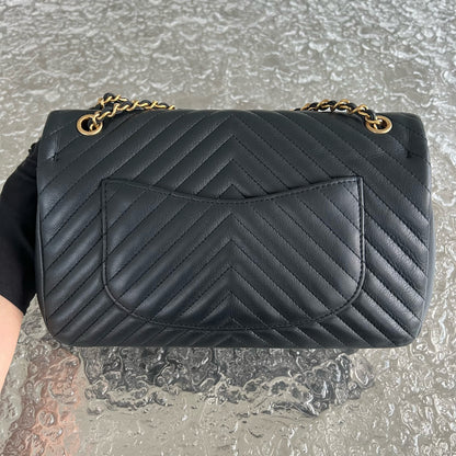 *Rare* Chanell Classic Flap Small - Rock The Corner Seasonal Chevron Calfskin Black Golden Hardware Series  26
