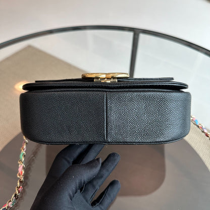*Rare, Like New* Cuba Coco Caviar Quilted Cross Body Black GHW No 23