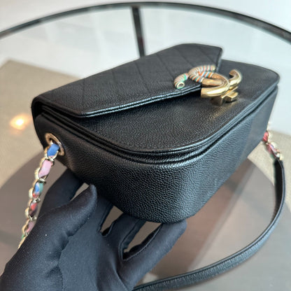 *Rare, Like New* Cuba Coco Caviar Quilted Cross Body Black GHW No 23