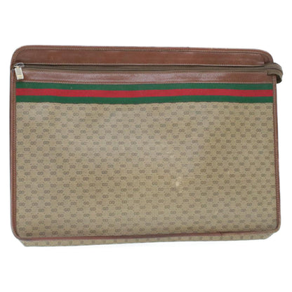 GUCCI Web Sherry Line Micro GG Canvas Clutch Bag Beige Red Green  rd390