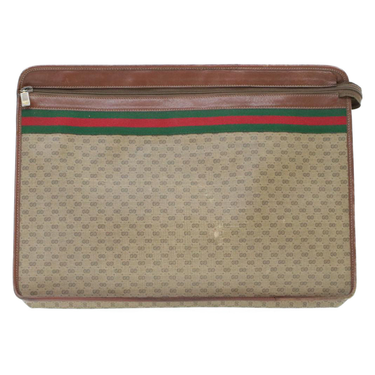 GUCCI Web Sherry Line Micro GG Canvas Clutch Bag Beige Red Green  rd390