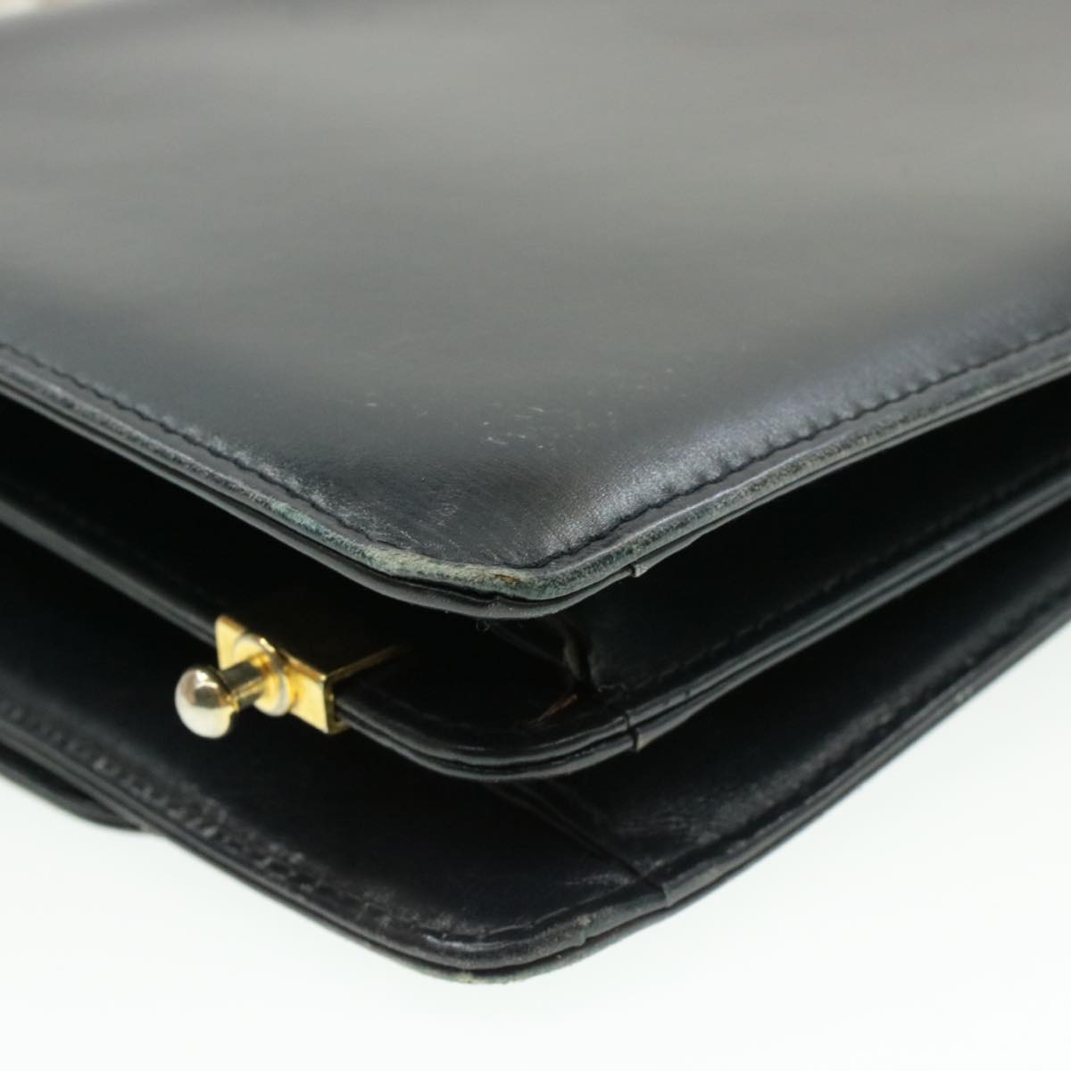 Celine Horse Carriage Chain Shoulder Bag Leather Navy  rd740