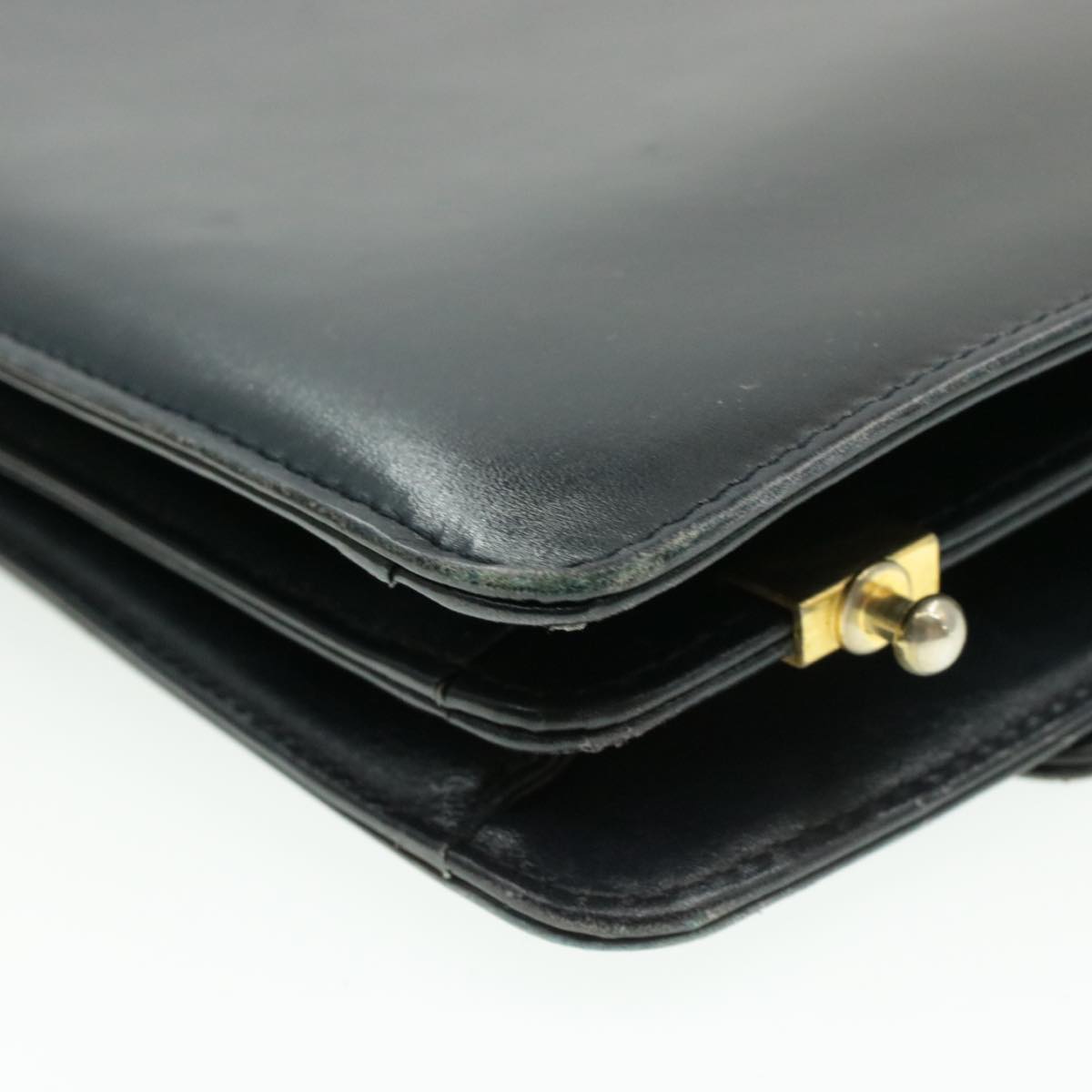 Celine Horse Carriage Chain Shoulder Bag Leather Navy  rd740